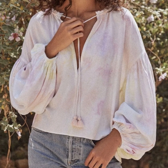 Saylor Mildred multicolored pastel oversized boho top viscose size S/M - Picture 2 of 10